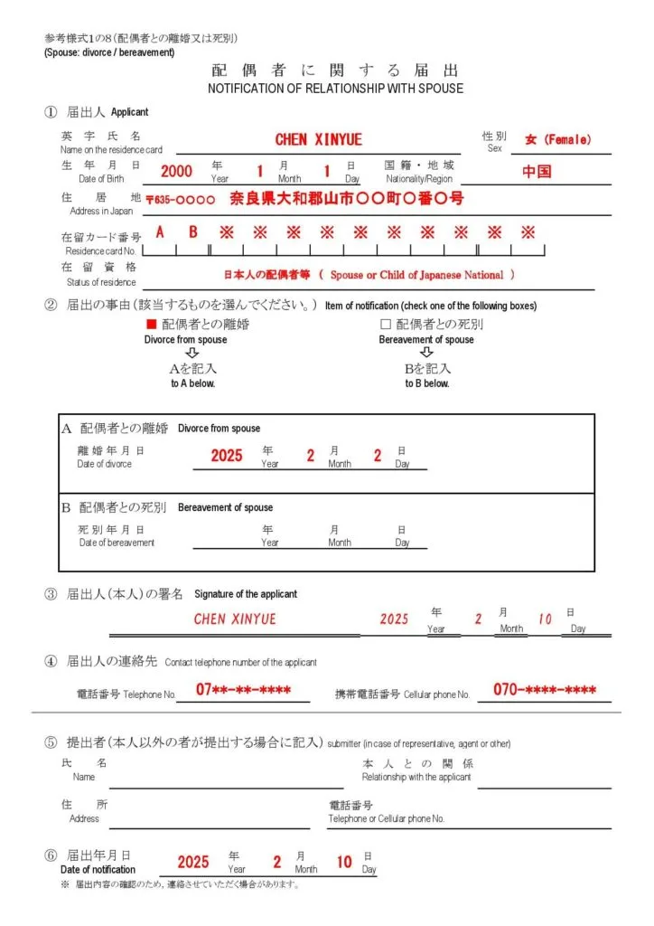 配偶者に関する届出